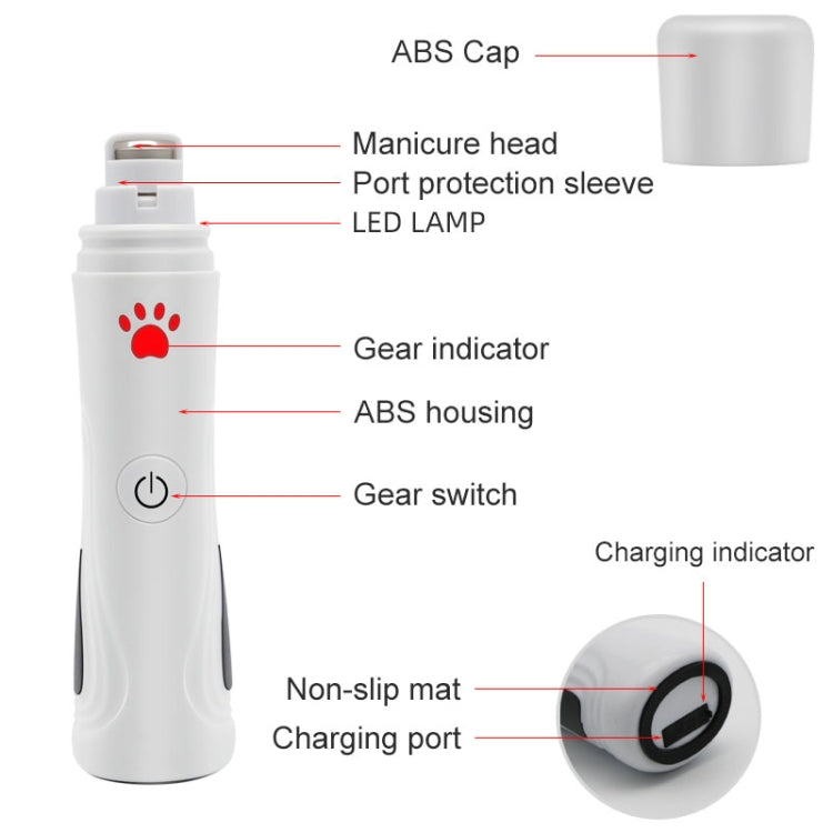 RC-306 Animal Nail Grinder USB Automatic Manicure(White) - Fingernail Trimmers by buy2fix | Online Shopping UK | buy2fix