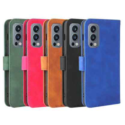 For OnePlus Nord 2 5G Solid Color Skin Feel Magnetic Buckle Horizontal Flip Calf Texture PU Leather Case with Holder & Card Slots & Wallet(Green) - OnePlus Cases by buy2fix | Online Shopping UK | buy2fix