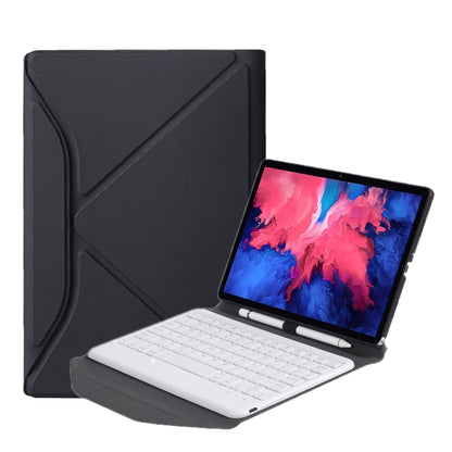 BM12 Diamond Texture Detachable Bluetooth Keyboard Leather Tablet Case with Pen Slot & Triangular Back Support For Lenovo Pad Plus 11 inch TB-J607F / Tab P11 11 inch TB-J606F(Black White) - Lenovo Keyboard by buy2fix | Online Shopping UK | buy2fix