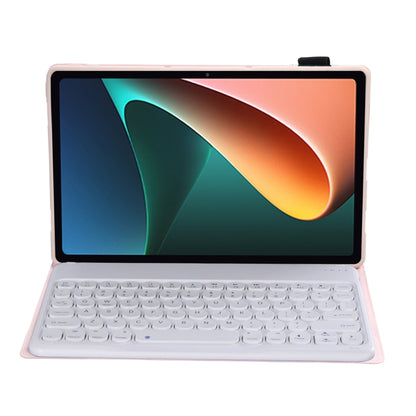 Y0N5 TPU Tablet Case Lambskin Texture Round Keycap Bluetooth Keyboard Leather Tablet Case with Holder For Xiaomi Pad 5 / 5 Pro(Pink) - Others Keyboard by buy2fix | Online Shopping UK | buy2fix