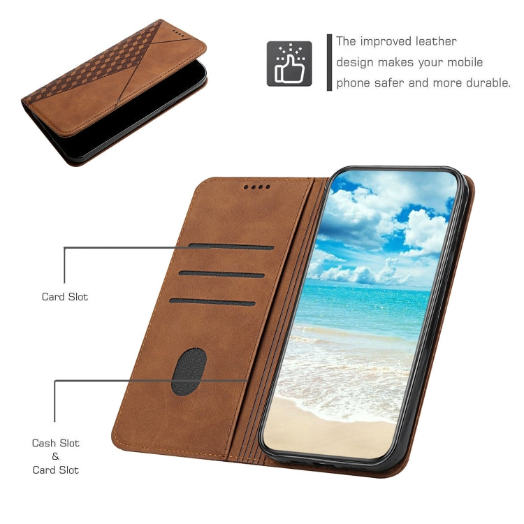 For iPhone X / XS Diamond Pattern Splicing Skin Feel Magnetic Horizontal Flip Leather Case with Card Slots & Holder & Wallet(Brown) - More iPhone Cases by buy2fix | Online Shopping UK | buy2fix