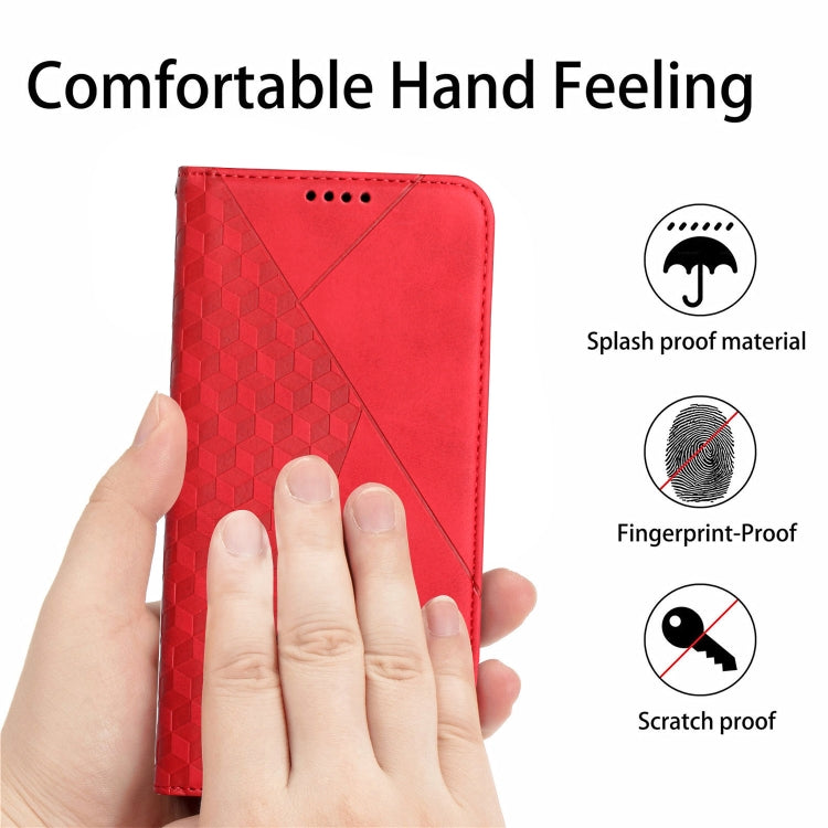 For iPhone XR Diamond Pattern Splicing Skin Feel Magnetic Horizontal Flip Leather Case with Card Slots & Holder & Wallet(Red) - More iPhone Cases by buy2fix | Online Shopping UK | buy2fix