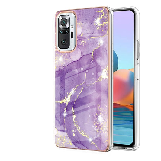 For Xiaomi Redmi Note 10 Pro / 10 Pro Max Electroplating Marble Pattern Dual-side IMD TPU Shockproof Case(Purple 002) - Xiaomi Cases by buy2fix | Online Shopping UK | buy2fix