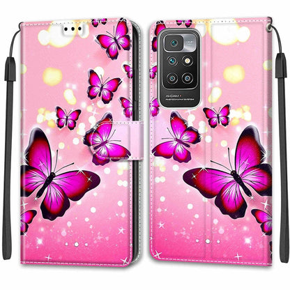 Voltage Coloured Drawing Magnetic Clasp Horizontal Flip PU Leather Case with Holder & Card Slots For Xiaomi Redmi 10(C03 Gradient Pink Flying Butterflies) - Xiaomi Cases by buy2fix | Online Shopping UK | buy2fix