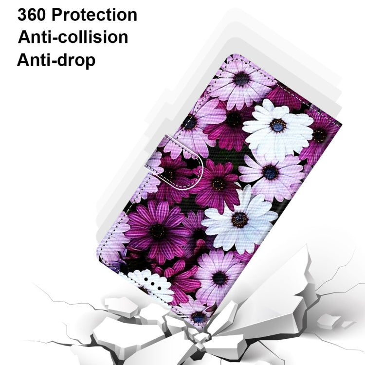 For ZTE Blade A31 Coloured Drawing Cross Texture Horizontal Flip PU Leather Case with Holder & Card Slots & Wallet & Lanyard(Chrysanthemum Pink White Purple) - ZTE Cases by buy2fix | Online Shopping UK | buy2fix