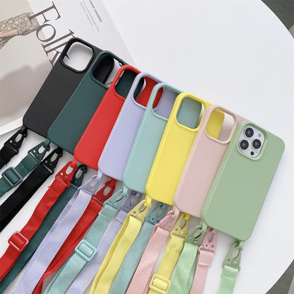 For iPhone 11 Elastic Silicone Protective Case with Wide Neck Lanyard (Sky Blue) - iPhone 11 Cases by buy2fix | Online Shopping UK | buy2fix