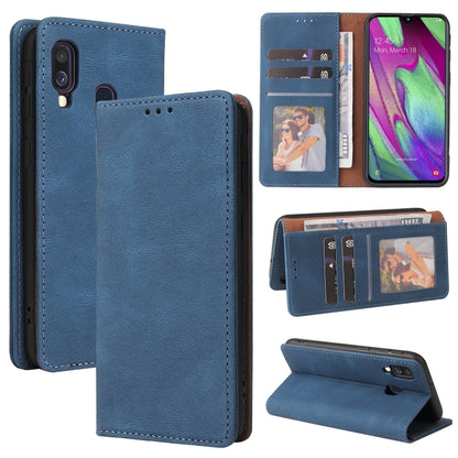 For Samsung Galaxy A40 Simple Suction Closure Horizontal Flip Leather Case with Holder & Card Slot & Wallet(Blue) - Galaxy Phone Cases by buy2fix | Online Shopping UK | buy2fix