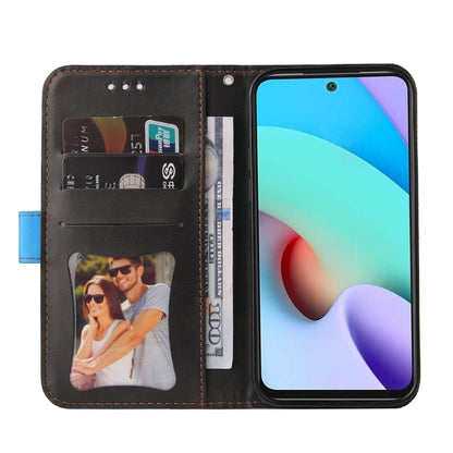 For Xiaomi Redmi 10 Business Stitching-Color Horizontal Flip PU Leather Case with Holder & Card Slots & Photo Frame(Blue) - Xiaomi Cases by buy2fix | Online Shopping UK | buy2fix