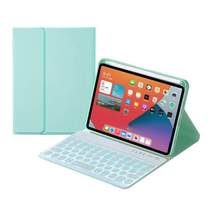 HY006D Round Keys Detachable Bluetooth Keyboard Leather Tablet Case with Colorful Backlight & Holder for iPad mini 6(Mint Green) - For iPad mini by buy2fix | Online Shopping UK | buy2fix