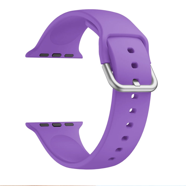 Single-color Silicone Buckle Strap Watch Band For Apple Watch Ultra 49mm&Watch Ultra 2 49mm / Series 9&8&7 45mm / SE 3&SE 2&6&SE&5&4 44mm / 3&2&1 42mm(Dark Purple) - Watch Bands by buy2fix | Online Shopping UK | buy2fix