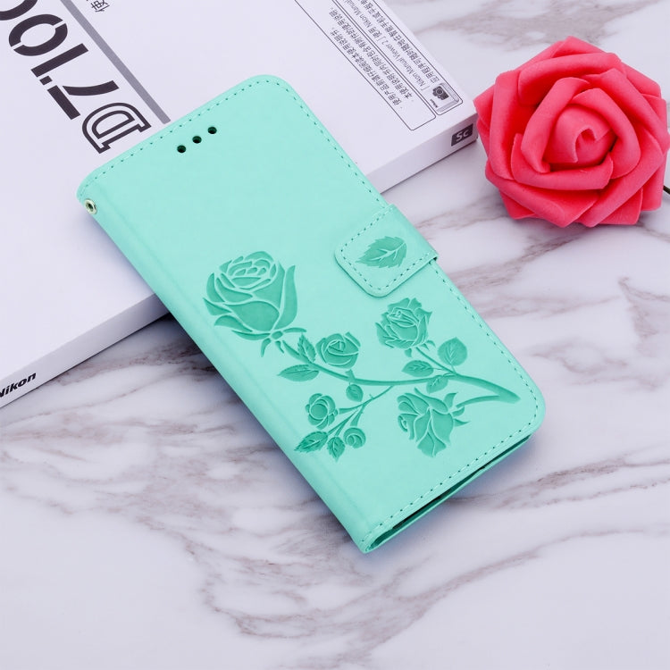 For iPhone 13 Rose Embossed Horizontal Flip PU Leather Case with Holder & Card Slots & Wallet(Green) - iPhone 13 Cases by buy2fix | Online Shopping UK | buy2fix