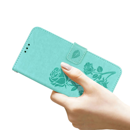 For iPhone 13 Rose Embossed Horizontal Flip PU Leather Case with Holder & Card Slots & Wallet(Green) - iPhone 13 Cases by buy2fix | Online Shopping UK | buy2fix