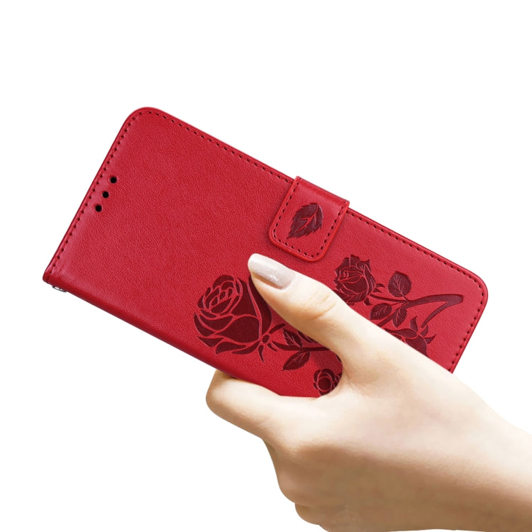 For iPhone 13 Pro Max Rose Embossed Horizontal Flip PU Leather Case with Holder & Card Slots & Wallet (Red) - iPhone 13 Pro Max Cases by buy2fix | Online Shopping UK | buy2fix