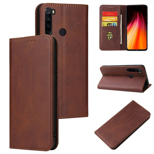 For Xiaomi Redmi Note 8 Calf Texture Magnetic Horizontal Flip Leather Case with Holder & Card Slots & Wallet(Brown) - Xiaomi Cases by buy2fix | Online Shopping UK | buy2fix