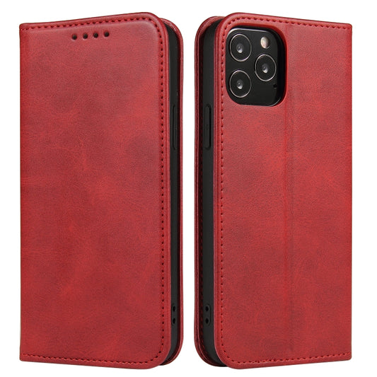 For iPhone 12 / 12 Pro Calf Texture Magnetic Horizontal Flip Leather Case with Holder & Card Slots & Wallet(Red) - iPhone 12 / 12 Pro Cases by buy2fix | Online Shopping UK | buy2fix