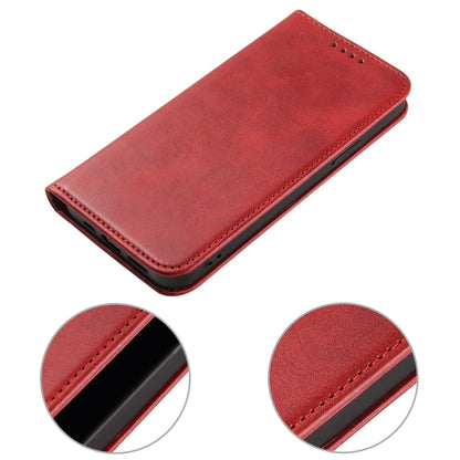 For iPhone 12 / 12 Pro Calf Texture Magnetic Horizontal Flip Leather Case with Holder & Card Slots & Wallet(Red) - iPhone 12 / 12 Pro Cases by buy2fix | Online Shopping UK | buy2fix