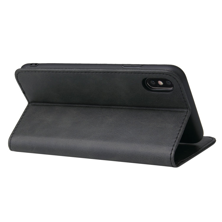 For iPhone XS Max Calf Texture Magnetic Horizontal Flip Leather Case with Holder & Card Slots & Wallet(Black) - More iPhone Cases by buy2fix | Online Shopping UK | buy2fix