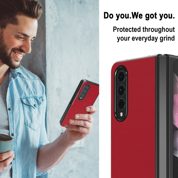For Samsung Galaxy Z Fold3 5G LC.IMEEKE Shock-resistant Plain Leather All-inclusive Protective Case(Red) - Galaxy Phone Cases by LC.IMEEKE | Online Shopping UK | buy2fix