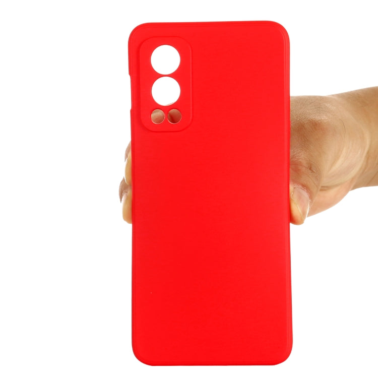 For OnePlus Nord 2 5G Solid Color Liquid Silicone Shockproof Full Coverage Protective Case(Red) - OnePlus Cases by buy2fix | Online Shopping UK | buy2fix