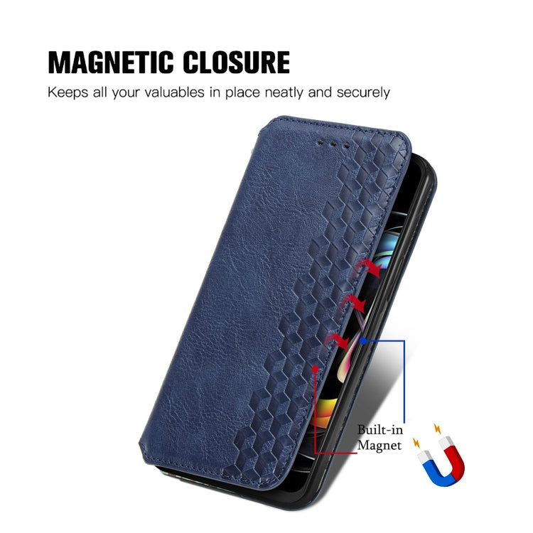 For Motorola Edge 20 Lite Cubic Grid Pressed Horizontal Flip Magnetic PU Leather Case with Holder & Card Slots & Wallet(Blue) - Motorola Cases by buy2fix | Online Shopping UK | buy2fix