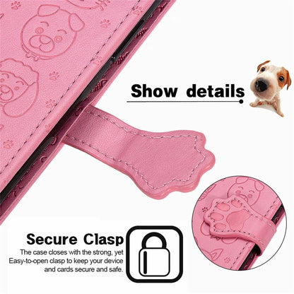 For Motorola Moto Edge 20 Lovely Cat and Dog Embossing Pattern Horizontal Flip Leather Case , with Holder & Card Slots & Wallet & Cartoon Clasp & Lanyard(Pink) - Motorola Cases by buy2fix | Online Shopping UK | buy2fix