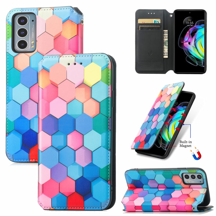 For Motorola Edge 20 Colorful Magnetic Horizontal Flip PU Leather Case with Holder & Card Slot & Wallet(Colorful Cube) - Motorola Cases by buy2fix | Online Shopping UK | buy2fix