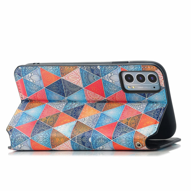 For Motorola Edge 20 Colorful Magnetic Horizontal Flip PU Leather Case with Holder & Card Slot & Wallet(Rhombus Mandala) - Motorola Cases by buy2fix | Online Shopping UK | buy2fix