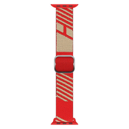 Two-color Nylon Braid Watch Band For Apple Watch Ultra 49mm&Watch Ultra 2 49mm / Series 9&8&7 45mm / SE 3&SE 2&6&SE&5&4 44mm / 3&2&1 42mm(Kraft Paper Red) - Watch Bands by buy2fix | Online Shopping UK | buy2fix