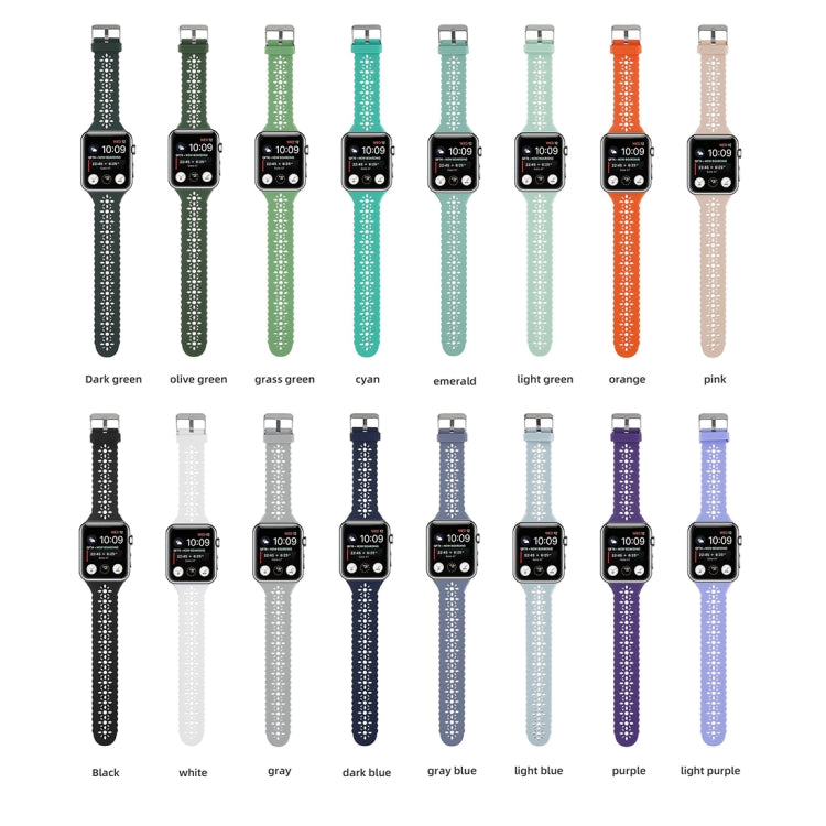 Hollow Out Silicone Watch Band For Apple Watch Ultra 49mm&Watch Ultra 2 49mm / Series 9&8&7 45mm / SE 3&SE 2&6&SE&5&4 44mm / 3&2&1 42mm(Light Purple) - Watch Bands by buy2fix | Online Shopping UK | buy2fix