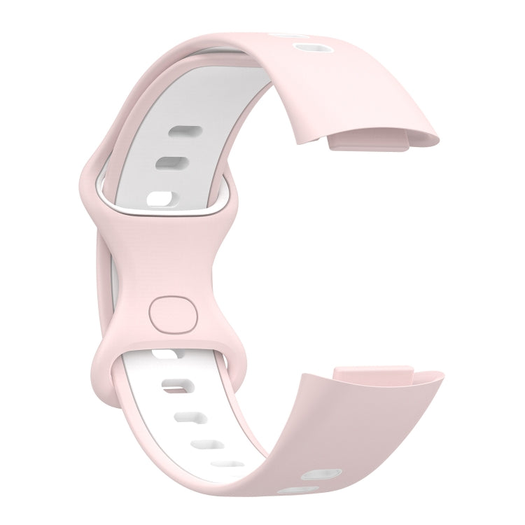 For Fitbit Charge 5 Two-color Silicone Watch Band(Pink White) - Watch Bands by buy2fix | Online Shopping UK | buy2fix
