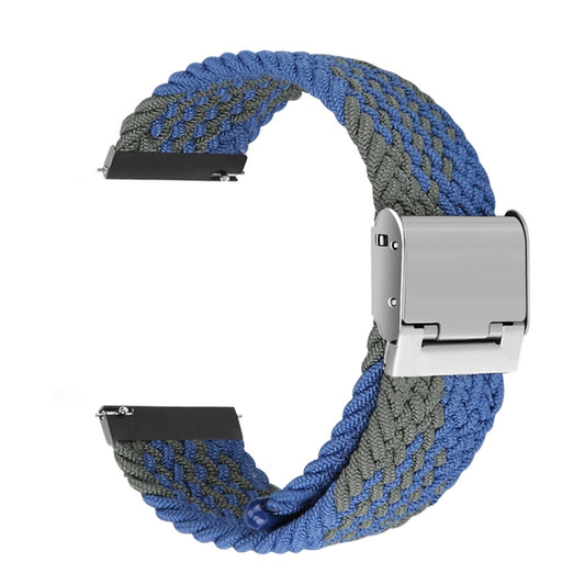 22mm Universal Metal Buckle Nylon Braided Watch Band(Z Blue Green) - 22mm Bands by buy2fix | Online Shopping UK | buy2fix