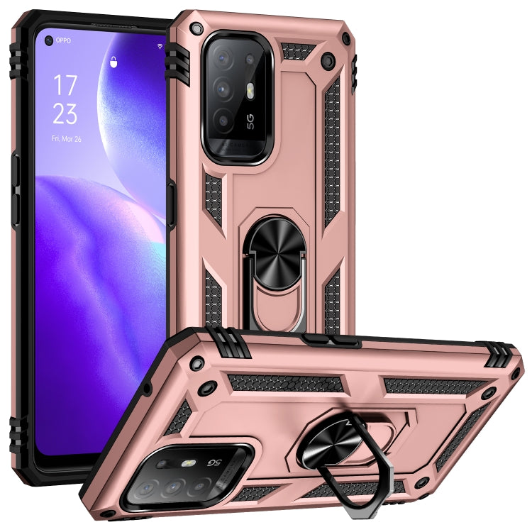 For OPPO Reno5 Z Shockproof TPU + PC Phone Protective Case with 360 Degree Rotating Holder(Rose Gold) - OPPO Cases by buy2fix | Online Shopping UK | buy2fix