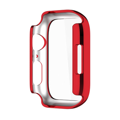 Electroplating Shockproof PC Protective Case with Tempered Glass Film For Apple Watch Series 9 / 8 / 7 45mm(Red) - Watch Cases by buy2fix | Online Shopping UK | buy2fix