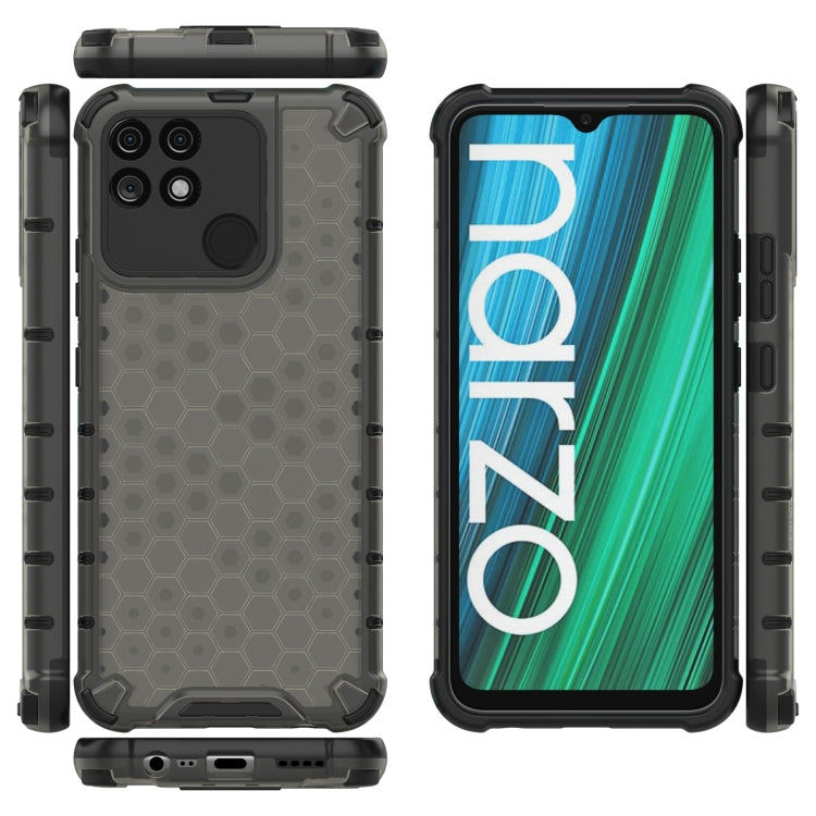 For OPPO Realme Narzo 50A Honeycomb PC + TPU Phone Case(Black) - Realme Cases by buy2fix | Online Shopping UK | buy2fix