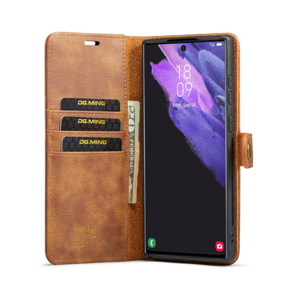 For Samsung Galaxy S22 Ultra 5G DG.MING Crazy Horse Texture Detachable Magnetic Leather Phone Case(Brown) - Galaxy S22 Ultra 5G Cases by DG.MING | Online Shopping UK | buy2fix