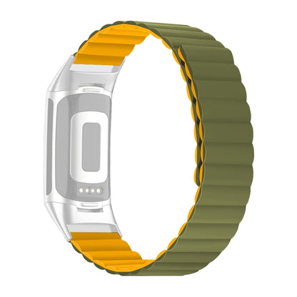 For Fitbit Charge 5 Silicone Magnetic Watch Band(Army Green) - Watch Bands by buy2fix | Online Shopping UK | buy2fix
