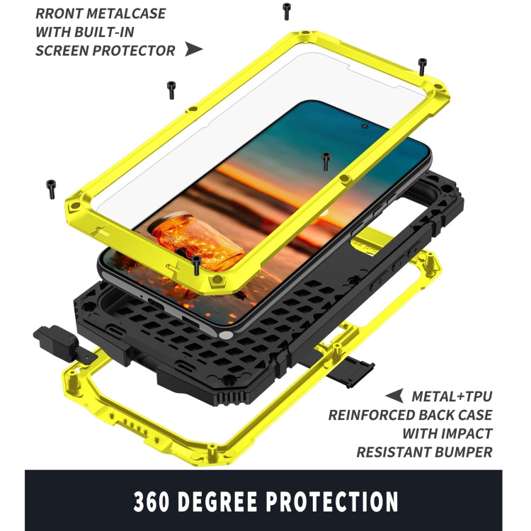 For Samsung Galaxy S22 5G R-JUST Metal + Silicone Holder Phone Case(Yellow) - Galaxy S22 5G Cases by R-JUST | Online Shopping UK | buy2fix