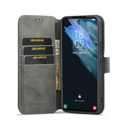 For Samsung Galaxy S22 DG.MING Retro Oil Side Horizontal Flip Leather Case with Holder & Card Slots & Wallet(Grey) - Galaxy S22 5G Cases by DG.MING | Online Shopping UK | buy2fix