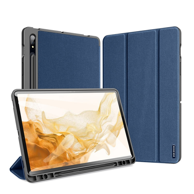 For Samsung Galaxy Tab S8 / Galaxy Tab S7 DUX DUCIS Domo Series Magnetic PU Leather Tablet Case(Blue) - Galaxy Tab S8 Cases by DUX DUCIS | Online Shopping UK | buy2fix