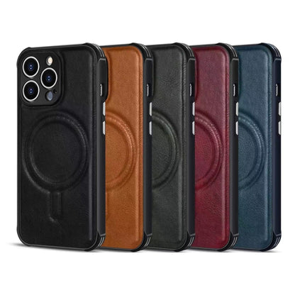 For iPhone 13 Pro Max Crazy Horse Cowhide Leather Magnetic Phone Case (Black) - iPhone 13 Pro Max Cases by buy2fix | Online Shopping UK | buy2fix