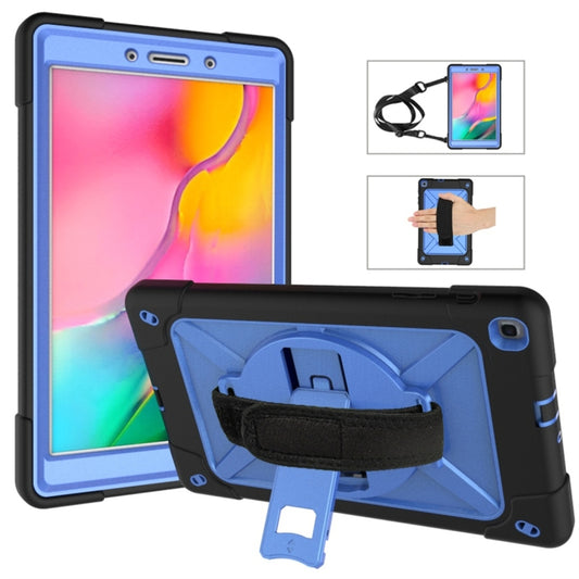 For Galaxy Tab A 8.0 (2019) T290 Contrast Color Silicone + PC Combination Case with Holder(Black + Blue) - Tab A 8.0 & S Pen (2019) P200/P205 by buy2fix | Online Shopping UK | buy2fix