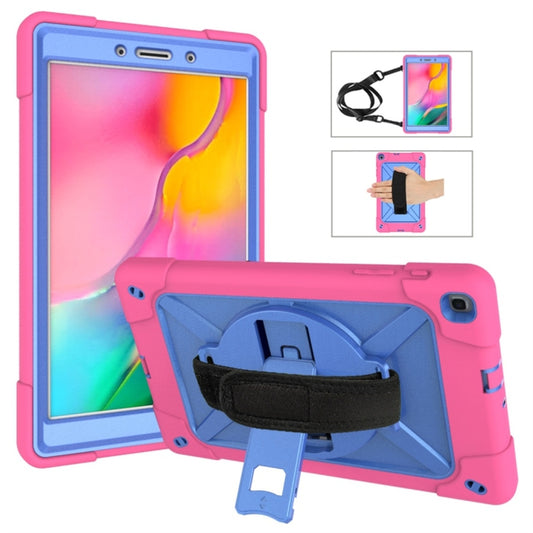 For Galaxy Tab A 8.0 (2019) T290 Contrast Color Silicone + PC Combination Case with Holder(Rose Red + Blue) - Tab A 8.0 & S Pen (2019) P200/P205 by buy2fix | Online Shopping UK | buy2fix