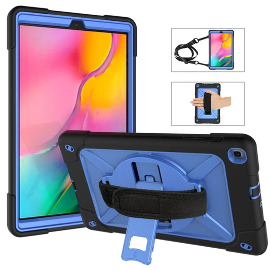 For Galaxy Tab A 10.1 (2019) T510 Contrast Color Silicone + PC Combination Case with Holder(Black + Blue) - Tab A 10.1 (2019) T510 / T515 by buy2fix | Online Shopping UK | buy2fix