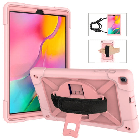 For Galaxy Tab A 10.1 (2019) T510 Contrast Color Silicone + PC Combination Case with Holder(Rose Gold) - Tab A 10.1 (2019) T510 / T515 by buy2fix | Online Shopping UK | buy2fix