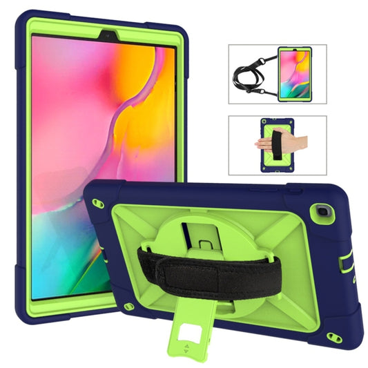 For Galaxy Tab A 10.1 (2019) T510 Contrast Color Silicone + PC Combination Case with Holder(Navy Blue + Olivine) - Tab A 8.0 & S Pen (2019) P200/P205 by buy2fix | Online Shopping UK | buy2fix