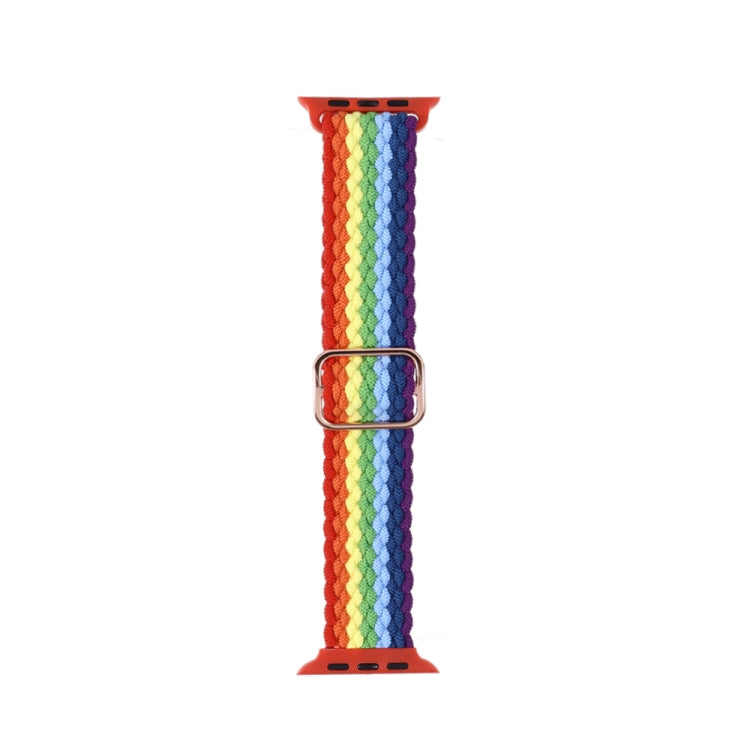 Nylon Braid Watch Band For Apple Watch Ultra 49mm&Watch Ultra 2 49mm / Series 9&8&7 45mm / SE 3&SE 2&6&SE&5&4 44mm / 3&2&1 42mm(Rainbow) - Watch Bands by buy2fix | Online Shopping UK | buy2fix