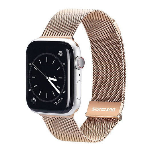 DUX DUCIS Milanese Watchband For Apple Watch Series 9&8&7 45mm / SE 3&SE 2&6&SE&5&4 44mm / 3&2&1 42mm(Gold) - Watch Bands by DUX DUCIS | Online Shopping UK | buy2fix