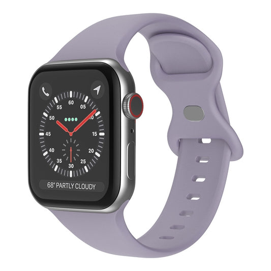 Butterfly Buckle Silicone Watch Band, Size: S For Apple Watch Ultra 49mm&Watch Ultra 2 49mm / Series 9&8&7 45mm / SE 3&SE 2&6&SE&5&4 44mm / 3&2&1 42mm(Lavender Grey) - Watch Bands by buy2fix | Online Shopping UK | buy2fix