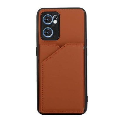 For OPPO Reno7 5G Skin Feel PU + TPU + PC Phone Case(Brown) - OPPO Cases by buy2fix | Online Shopping UK | buy2fix