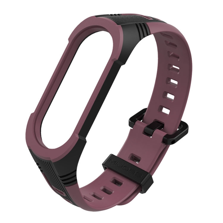 For Xiaomi Mi Band 5 / 6 / 7 Mijobs Two-color Silicone Watch Band(Black+Wine Red) - Watch Bands by MIJOBS | Online Shopping UK | buy2fix